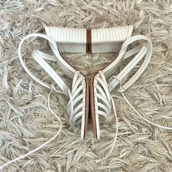 SCHUTZ Lanna Leather Strappy Block Heel Sandals in Deluxe Nap/White size 8.5 - Picture 6 of 10